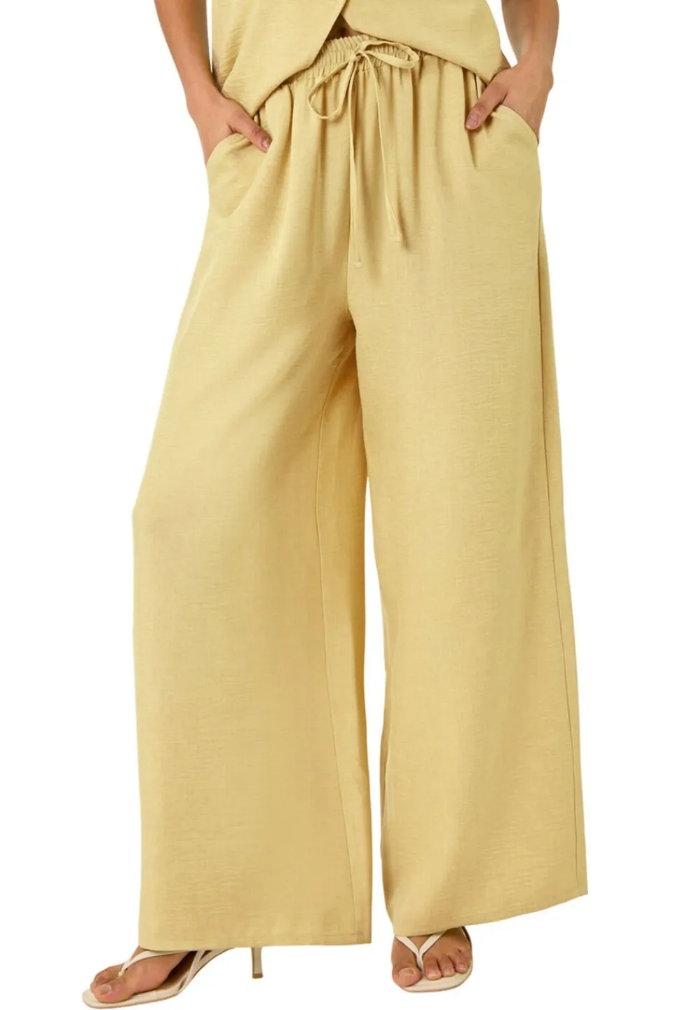 Trousers>Roman Dusk Lime Dusk Elasticated Waist Wide Leg Trouser