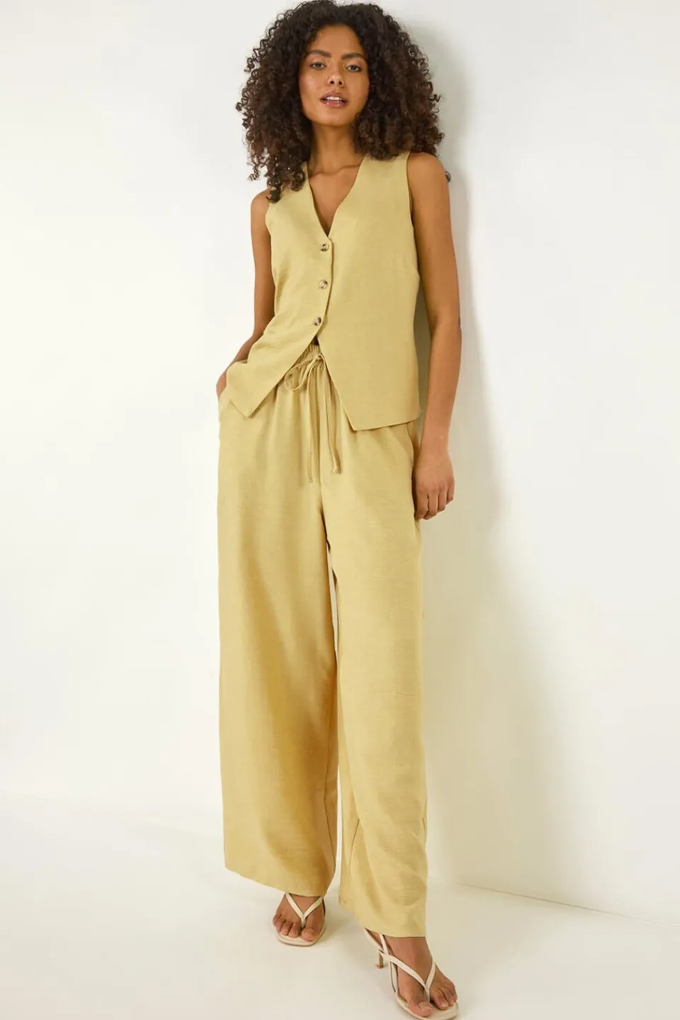 Trousers>Roman Dusk Lime Dusk Elasticated Waist Wide Leg Trouser