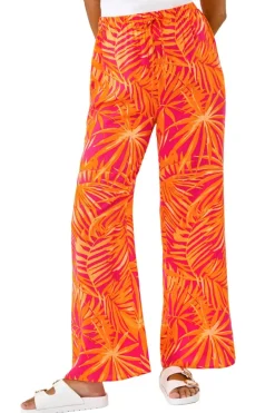 Trousers>Roman Dusk Orange Dusk Shell Print Wide Leg Trouser
