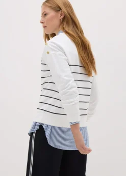 Tops>Papaya Ecru Breton Stripe Sweatshirt