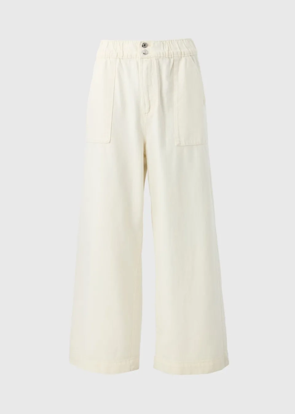 Jeans & Jeggings>Papaya Ecru Crop Wide Leg Trousers