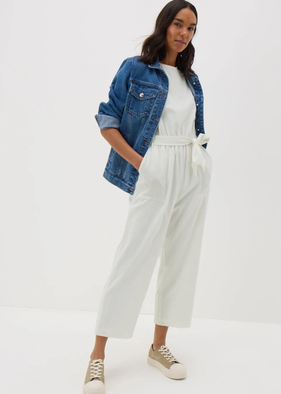 Jumpsuits & Playsuits>Papaya Linen Blend Jumpsuit Ecru