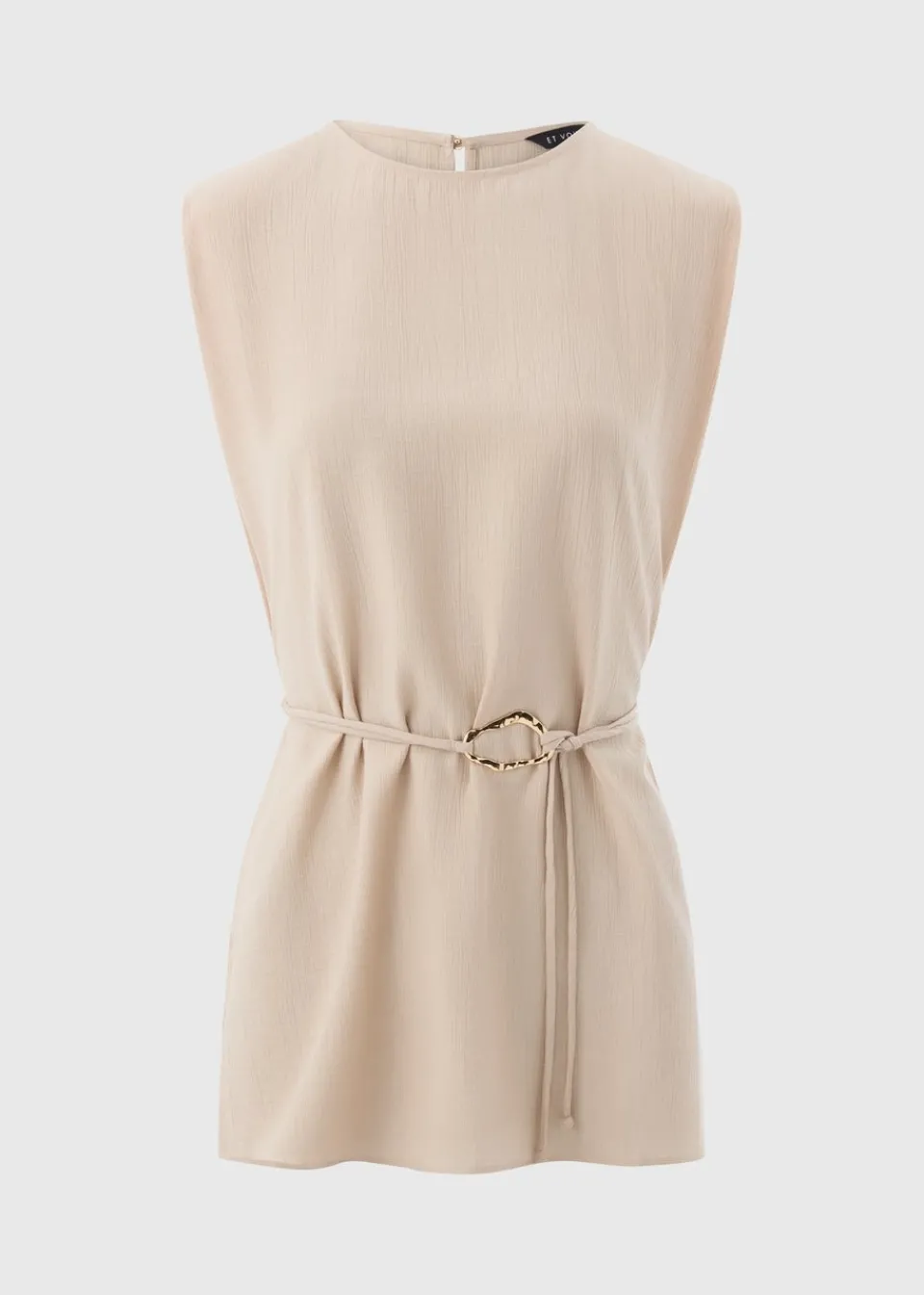 Tops>Et Vous Tunic Tie Blouse Beige