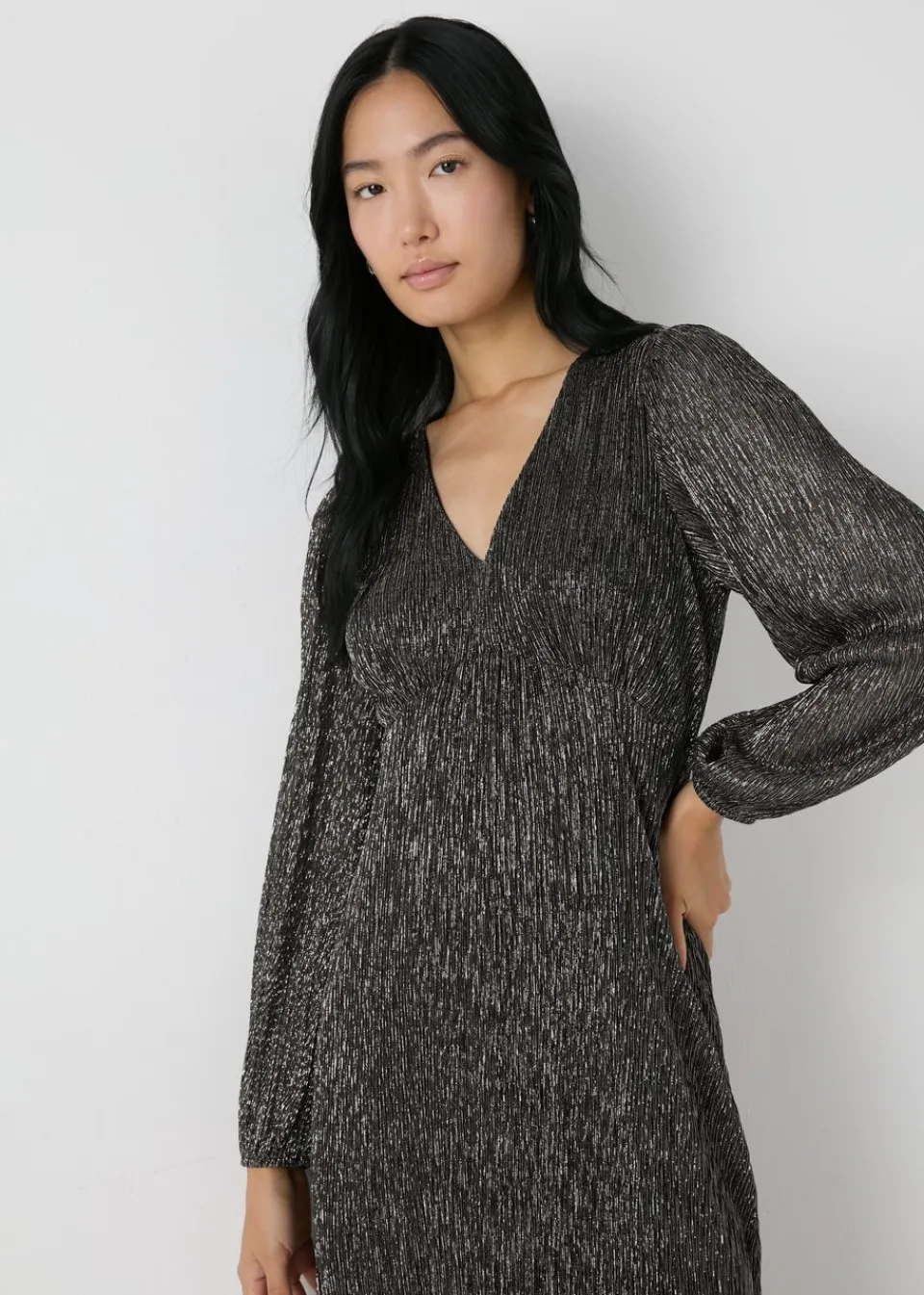 Dresses>Et Vous Black & Gold Lurex Midi Dress