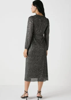 Dresses>Et Vous Black & Gold Lurex Midi Dress