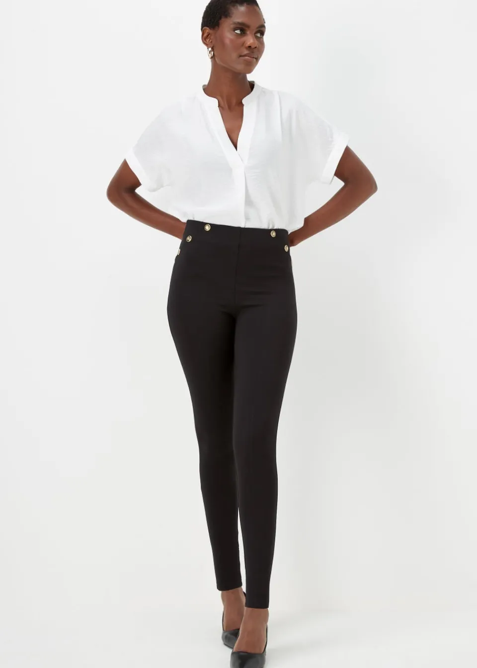 Loungewear>Et Vous Black Button Leggings