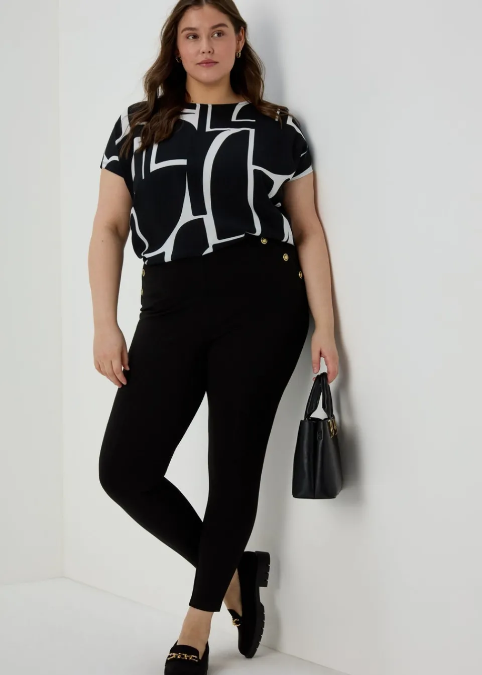 Loungewear>Et Vous Black Button Leggings