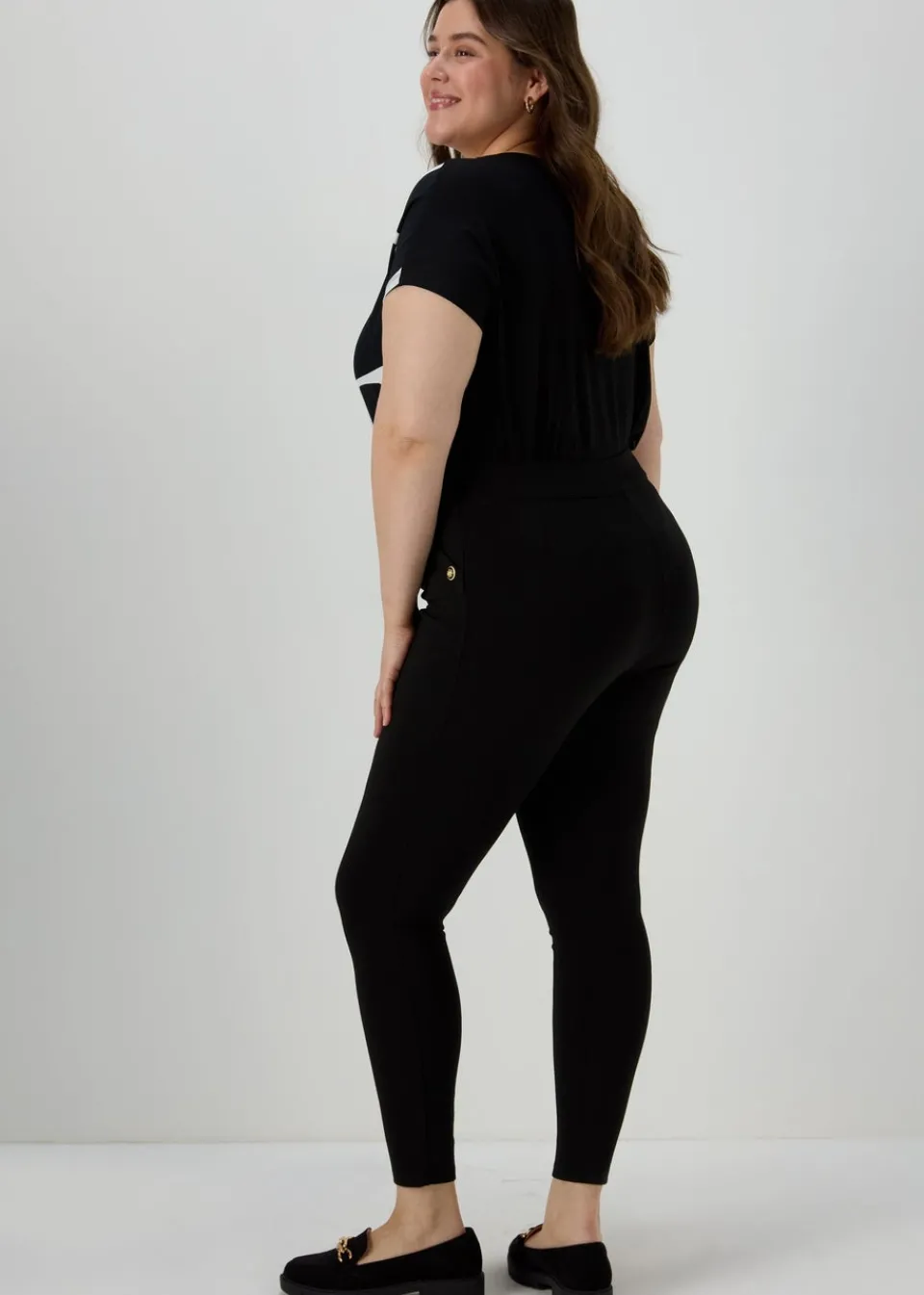 Loungewear>Et Vous Black Button Leggings