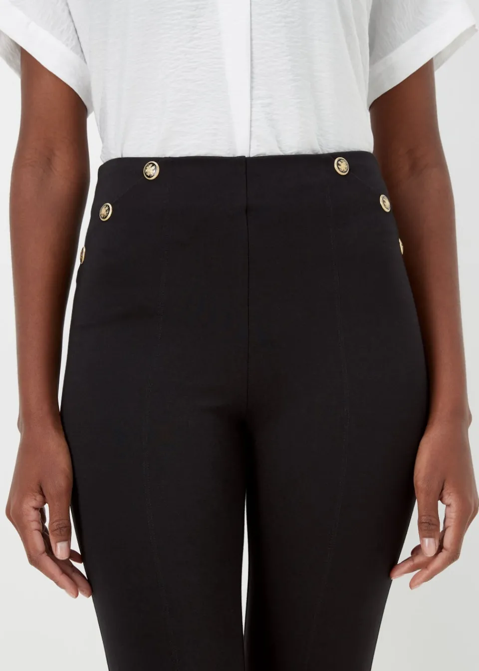 Loungewear>Et Vous Black Button Leggings