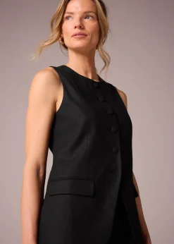 Co-Ord Sets>Et Vous Black Linen Blend Waistcoat