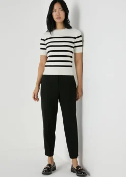 Trousers>Et Vous Black Long Length Tapered Trousers