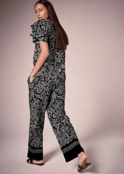 Trousers>Et Vous Black Paisley Co Ord Trousers