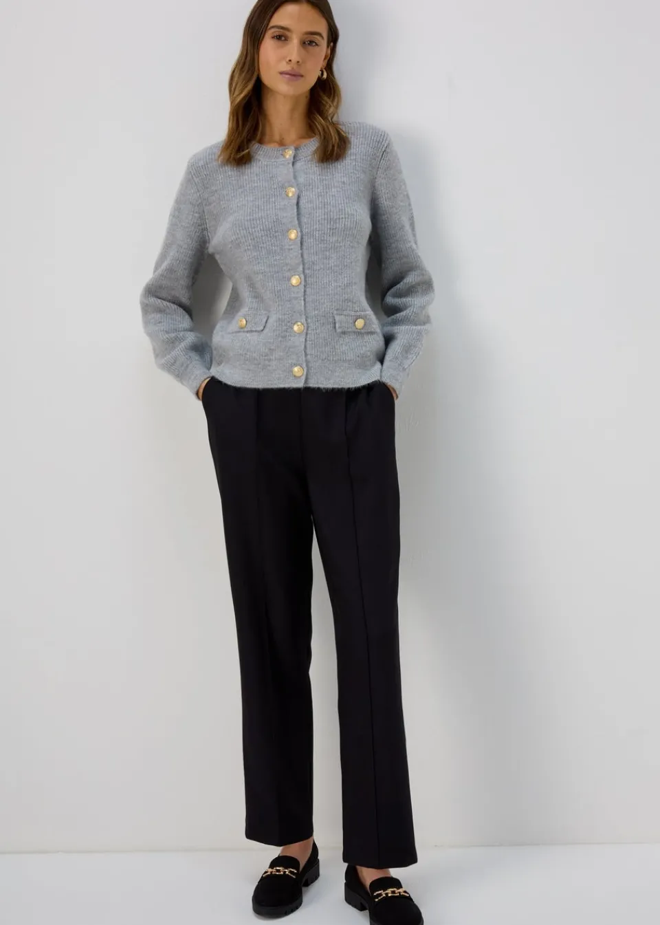 Trousers>Et Vous Black Pleat Front Snaffle Trousers