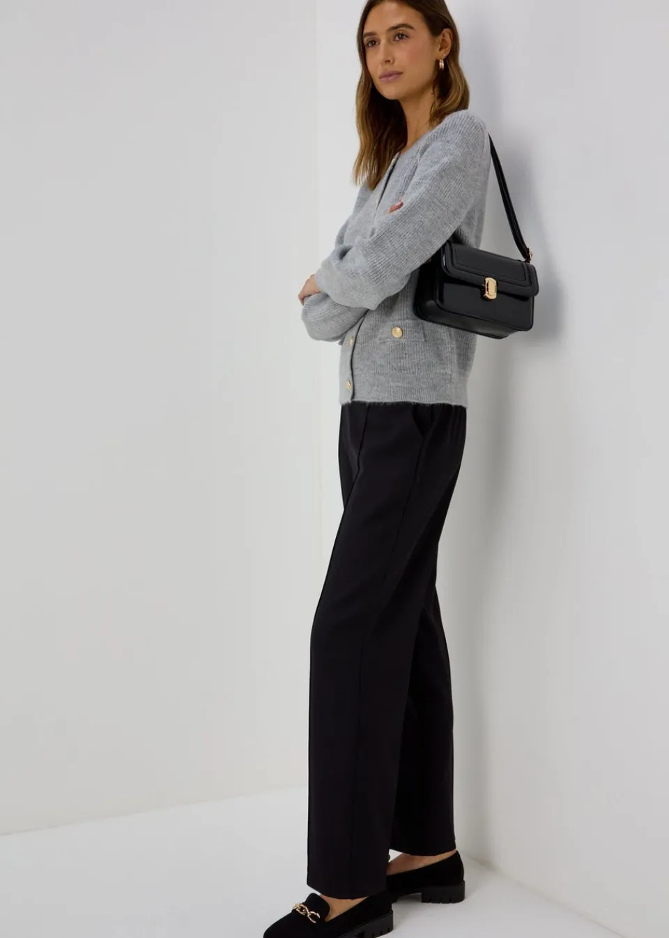 Trousers>Et Vous Black Pleat Front Snaffle Trousers