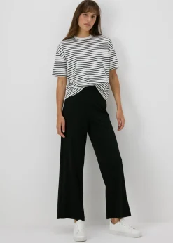 Trousers>Et Vous Black Ponte Wide Leg Trousers