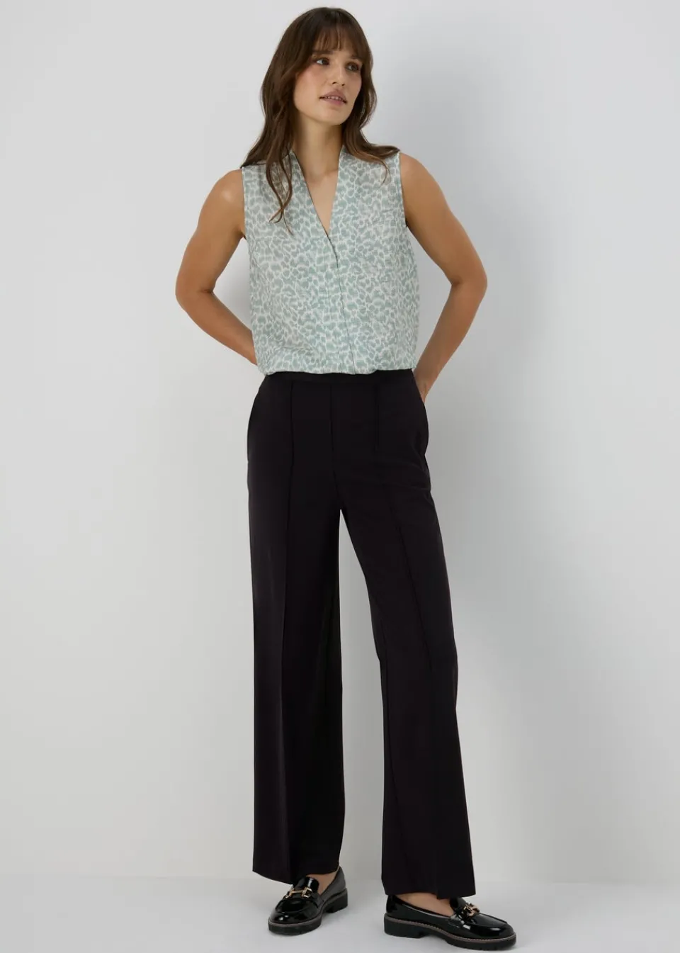 Trousers>Et Vous Black Regular Wide Leg Trousers