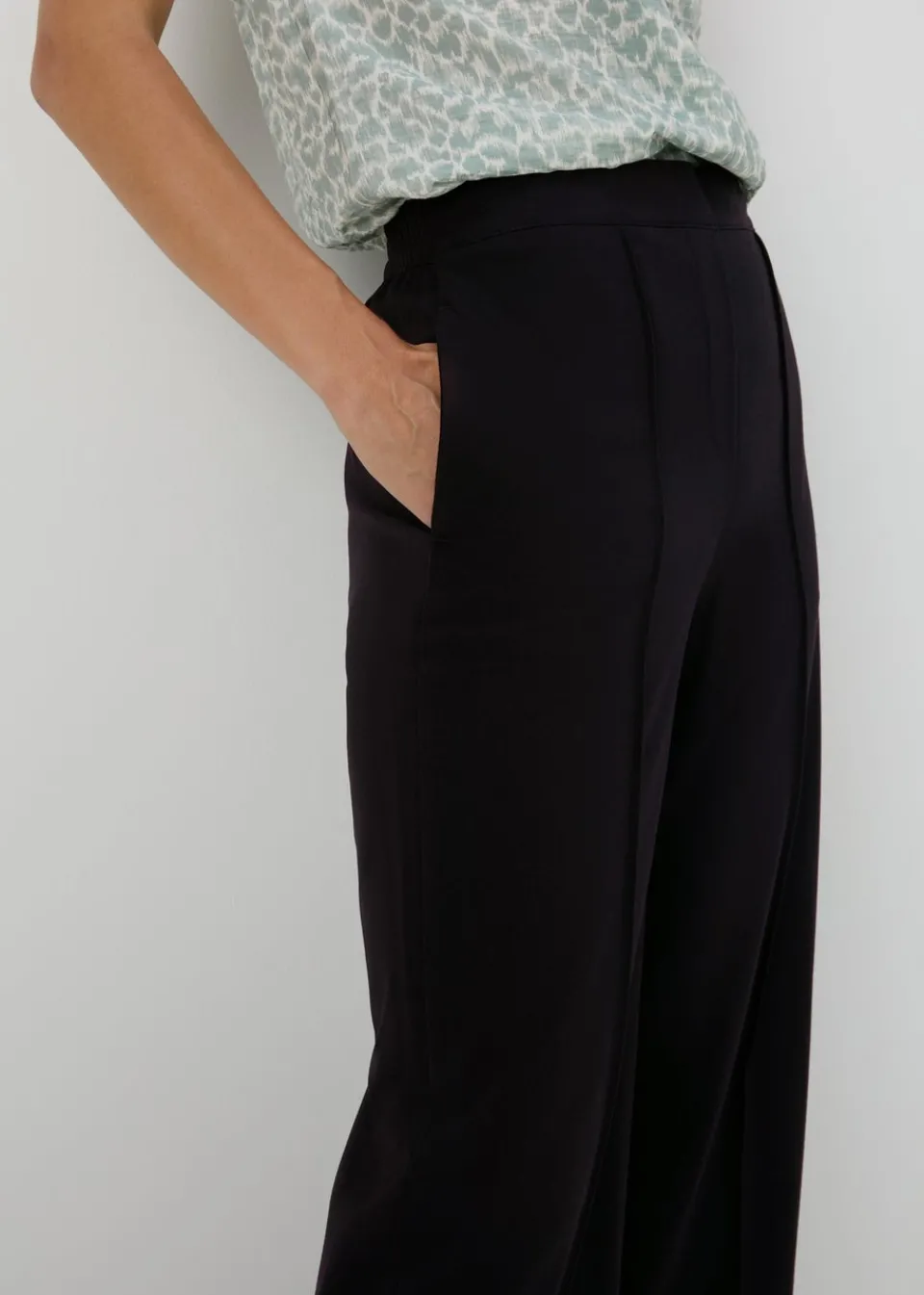 Trousers>Et Vous Black Regular Wide Leg Trousers