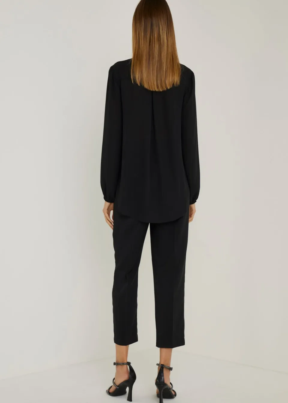 Trousers>Et Vous Black Straight Fit Trousers (Short)