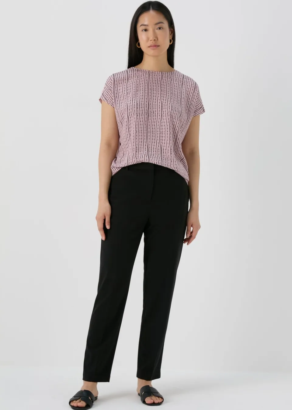 Trousers>Et Vous Black Straight Leg Trousers