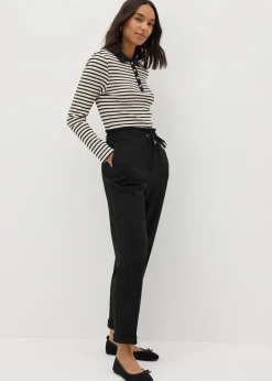Trousers>Et Vous Black Tapered Ponte Trousers