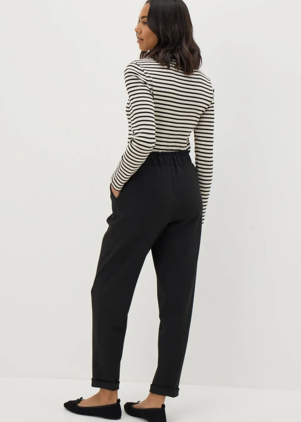 Trousers>Et Vous Black Tapered Ponte Trousers