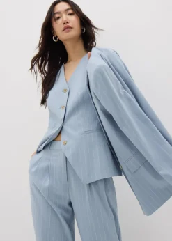Co-Ord Sets>Et Vous Blue Pinstripe Waistcoat