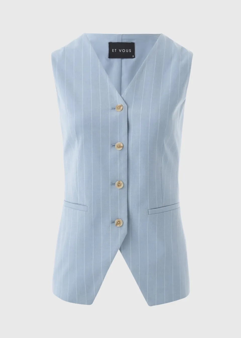 Co-Ord Sets>Et Vous Blue Pinstripe Waistcoat