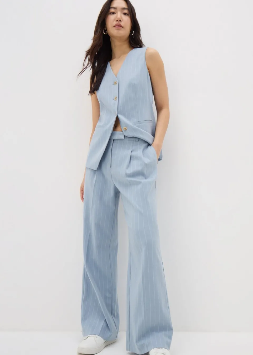 Co-Ord Sets>Et Vous Blue Pinstripe Waistcoat