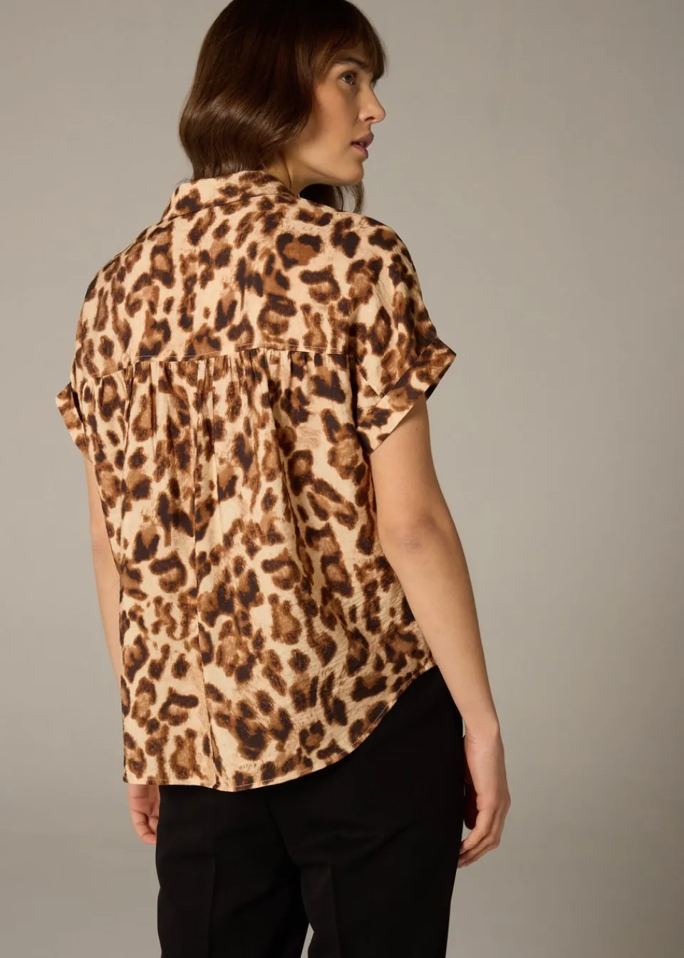 Tops>Et Vous Brown Leopard Print Airflow Blouse