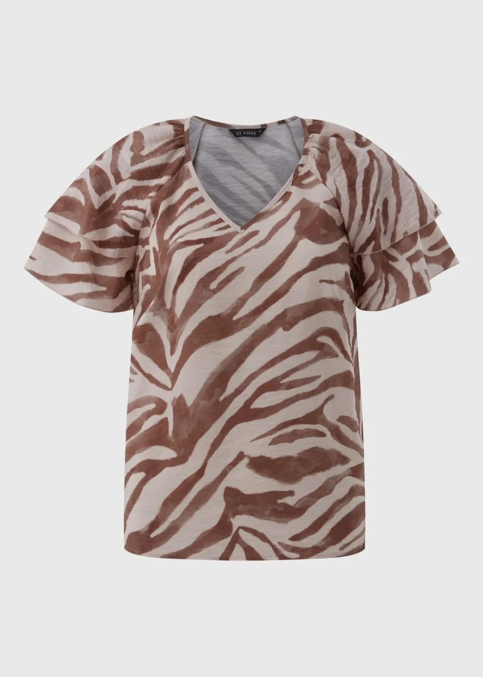 Tops>Et Vous Brown Zebra Co-Ord Tea Top