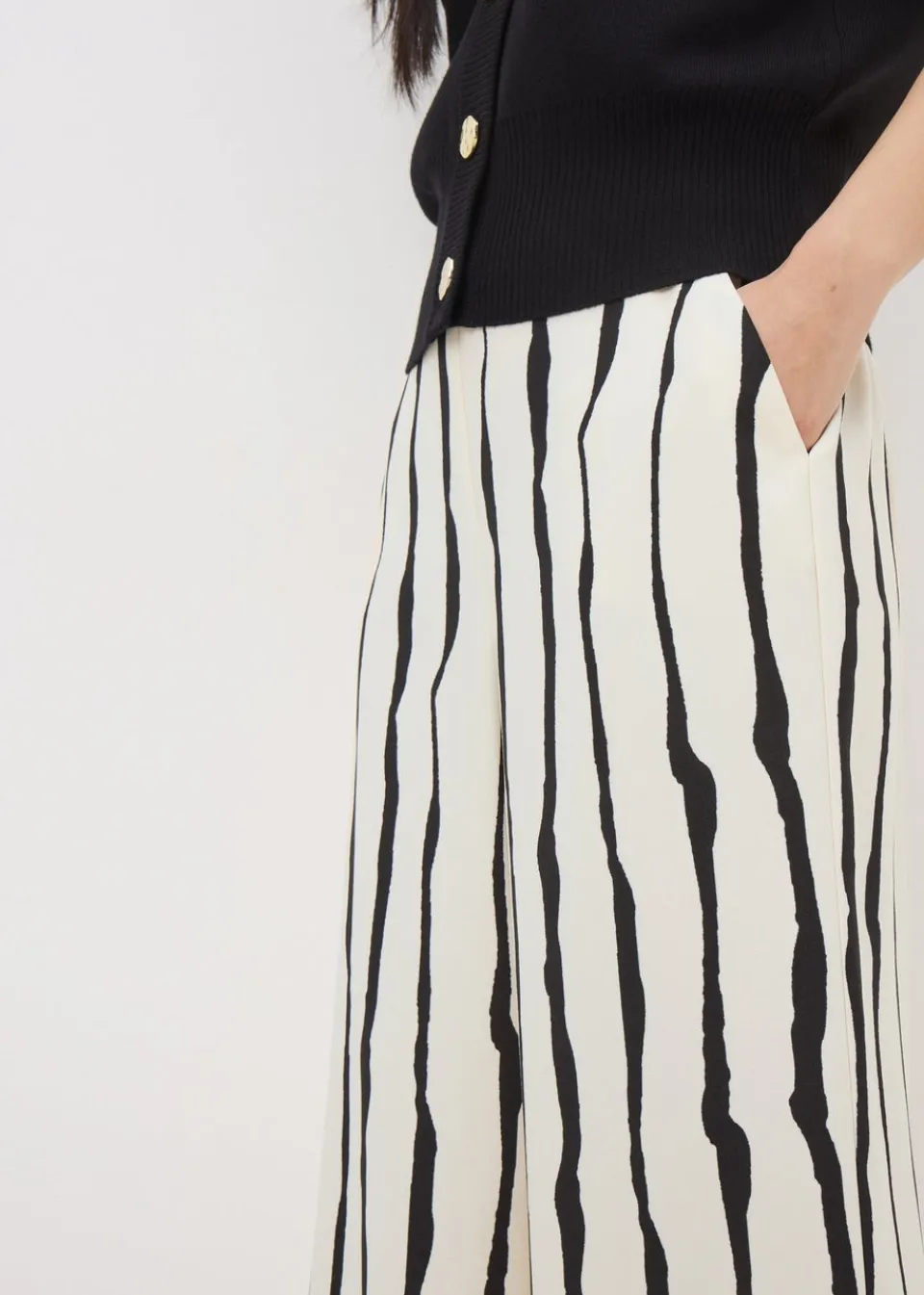 Trousers>Et Vous Cream Stripe Co Ord Trousers