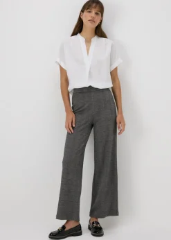 Trousers>Et Vous Grey Check Ponte Wide Leg Trousers