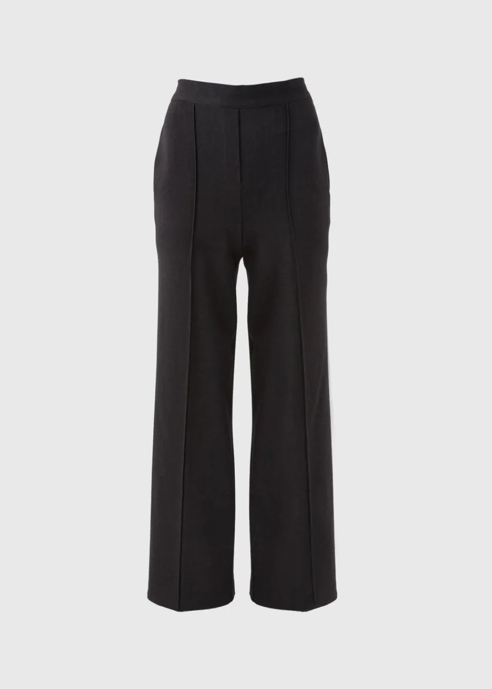 Trousers>Et Vous Grey Regular Wide Leg Trousers