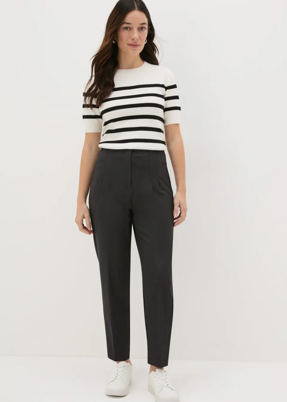 Trousers>Et Vous Grey Tapered Trousers