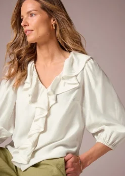 Tops>Et Vous Ivory Frill Boho Blouse