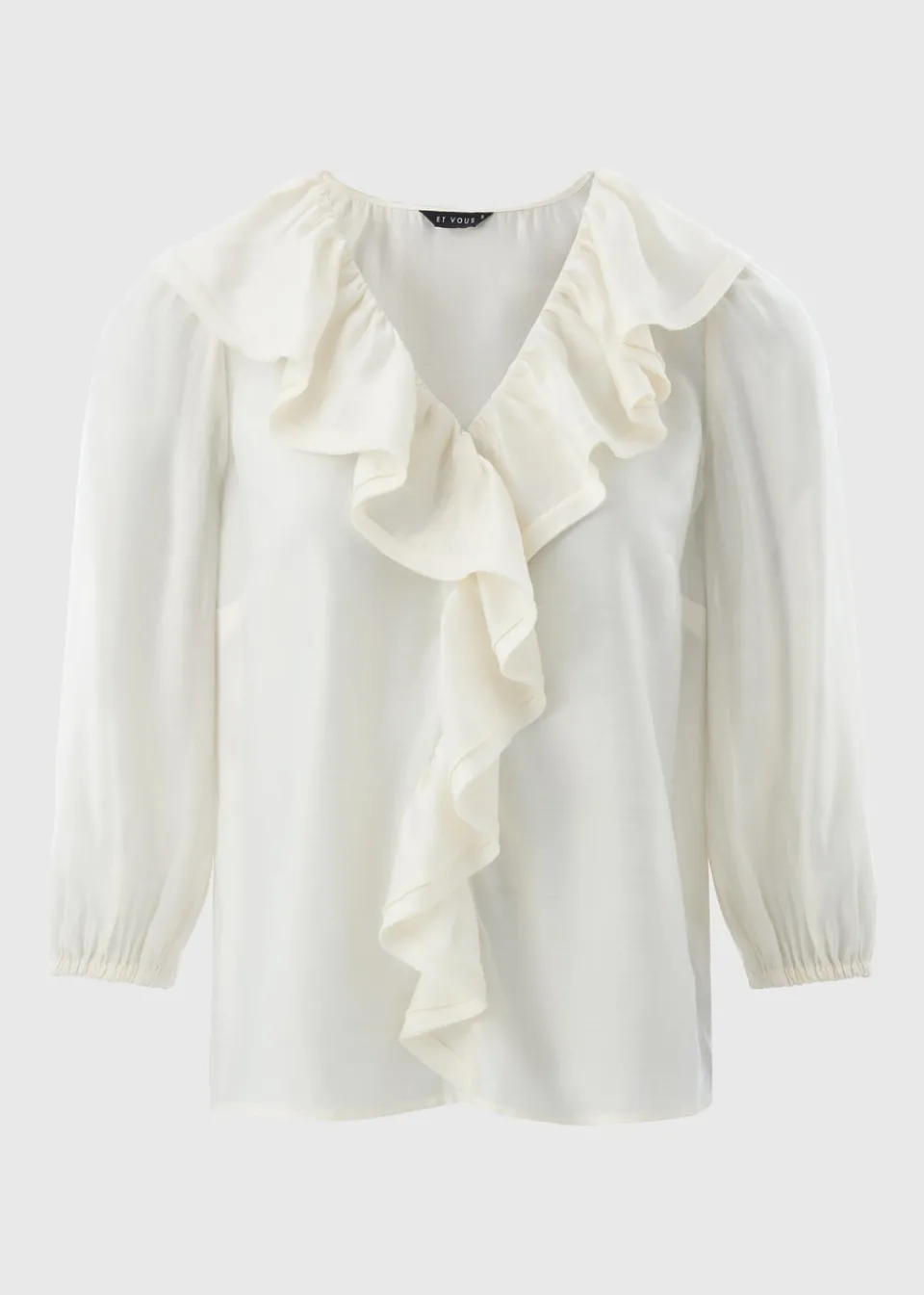 Tops>Et Vous Ivory Frill Boho Blouse