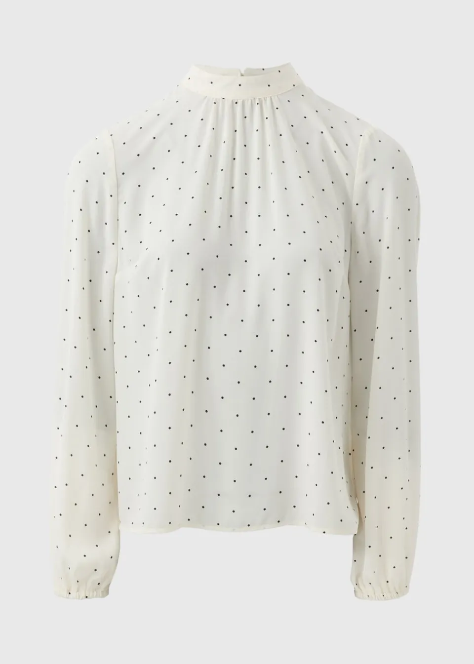 Tops>Et Vous Ivory Spot High Neck Blouse