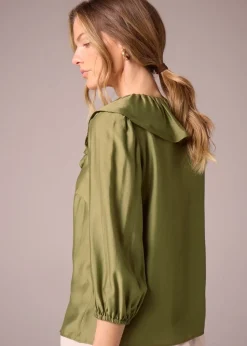 Tops>Et Vous Khaki Frill Blouse