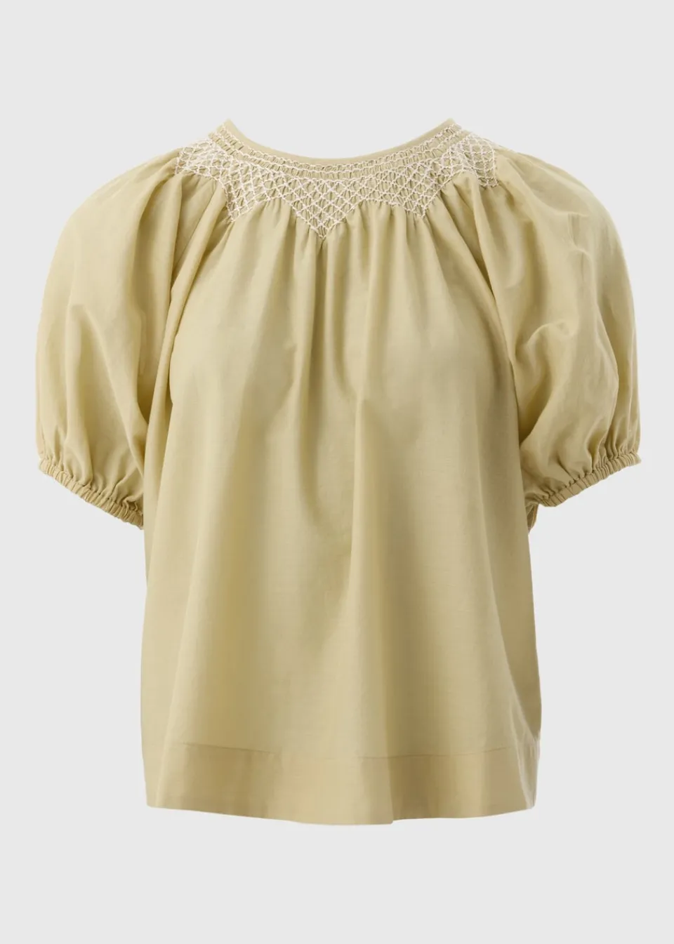 Tops>Et Vous Lime Embroidered Blouse