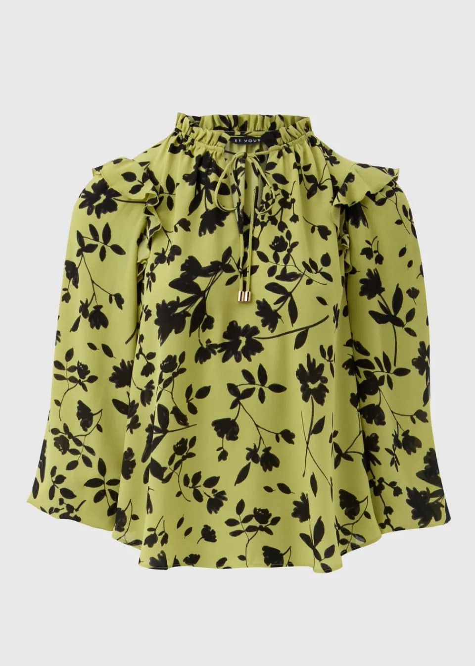 Tops>Et Vous Lime Floral Blouse