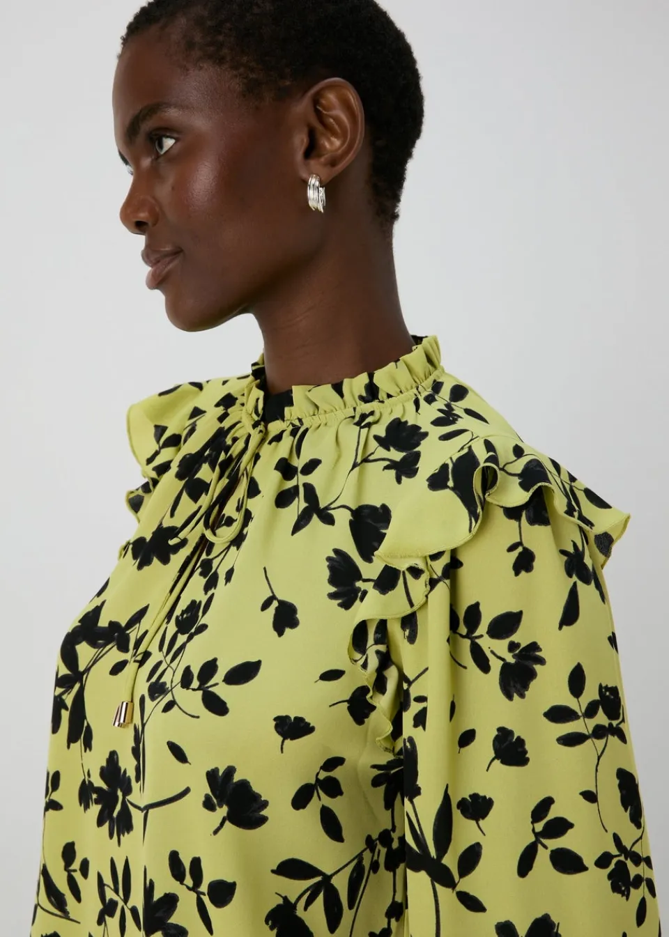 Tops>Et Vous Lime Floral Blouse