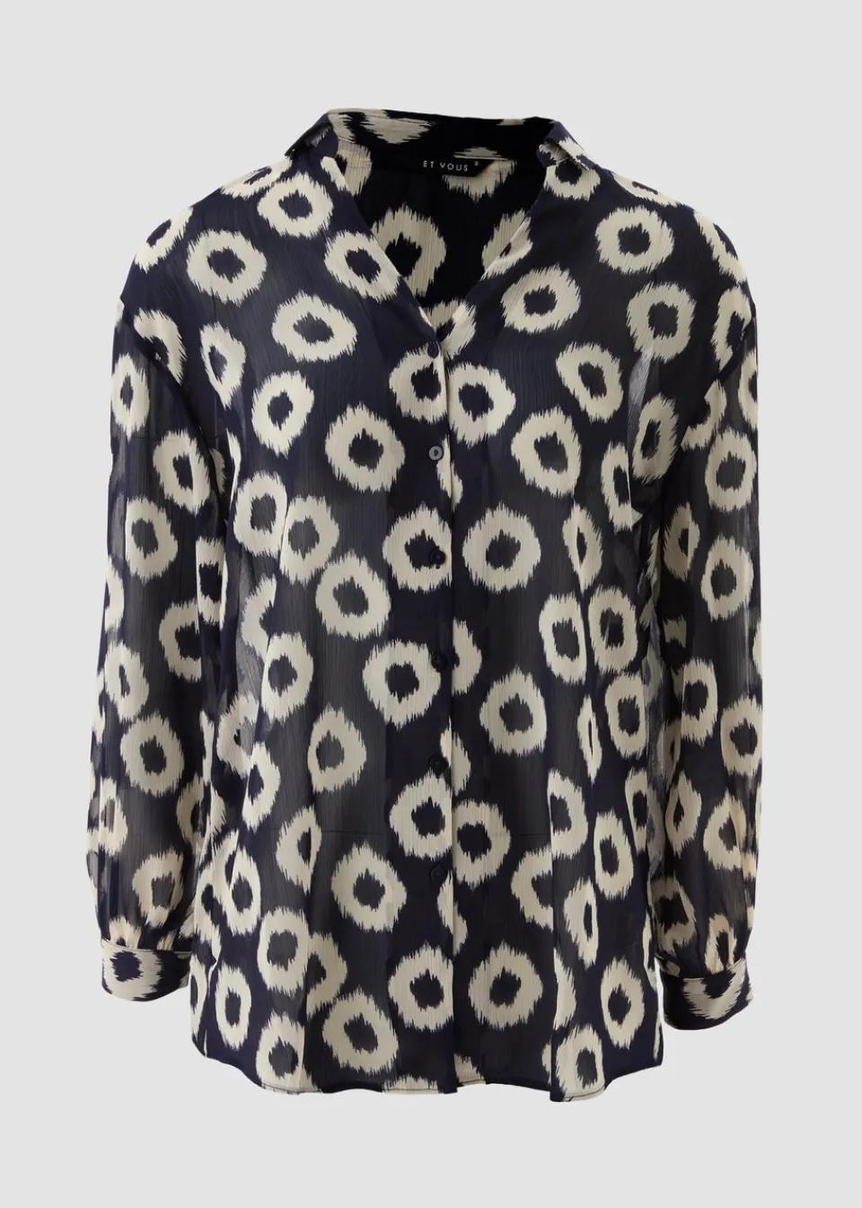 Tops>Et Vous Navy Scratch Spot Blouse