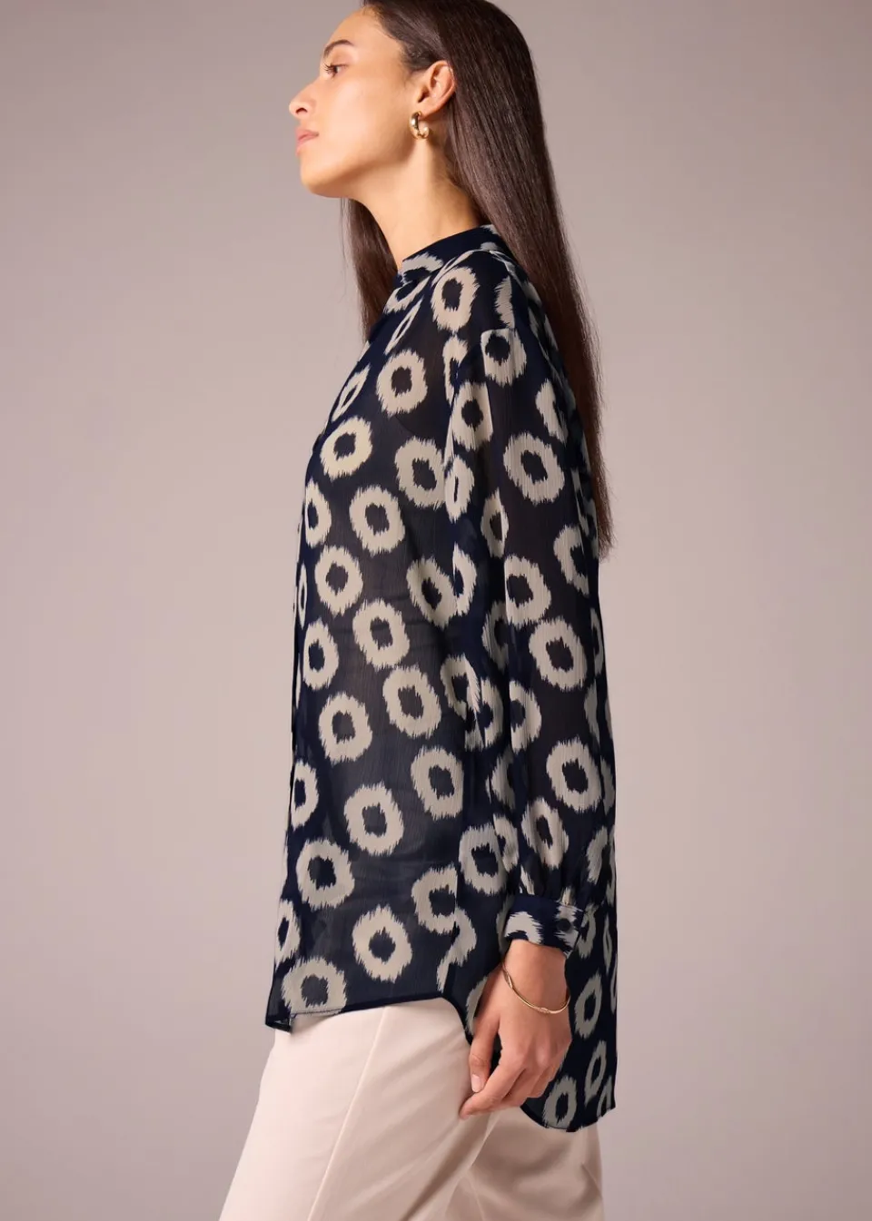 Tops>Et Vous Navy Scratch Spot Blouse