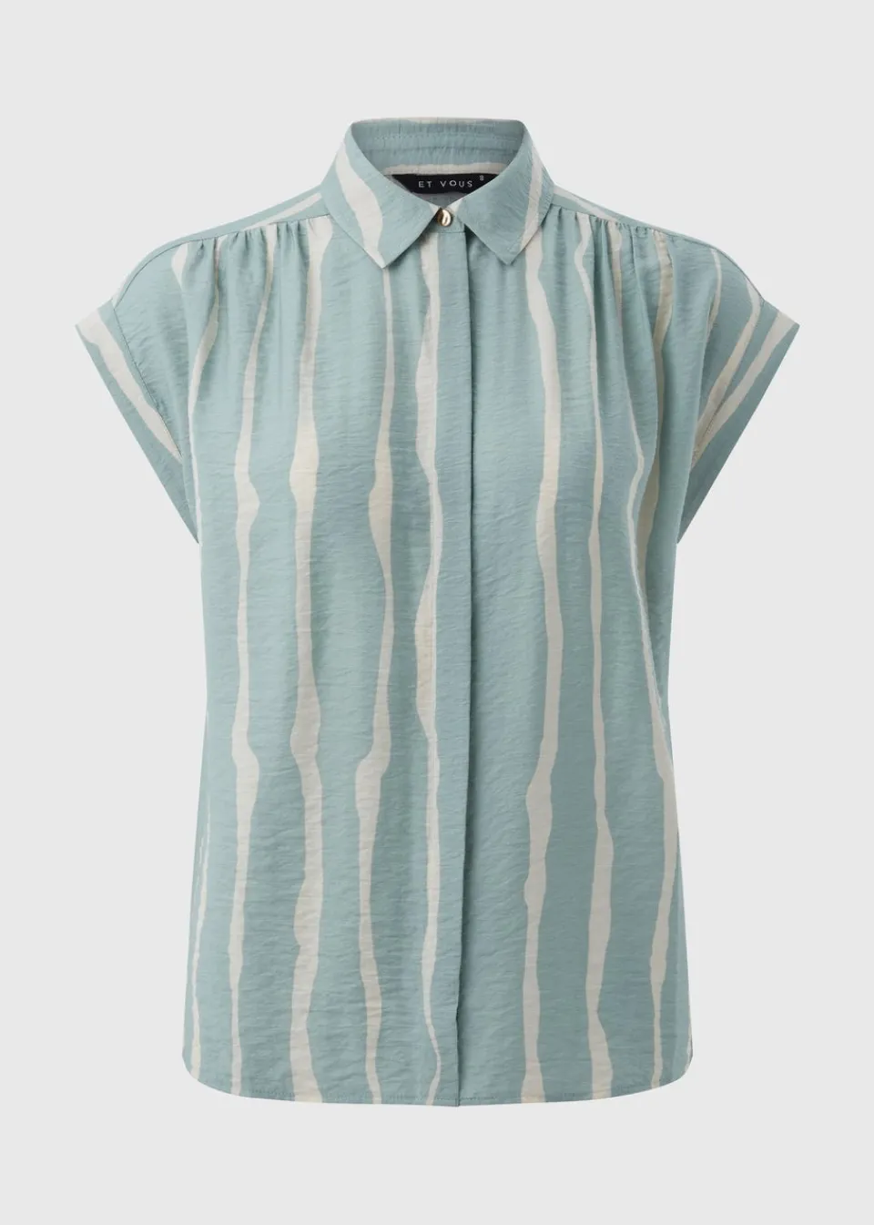 Tops>Et Vous Sage Stripe Blouse