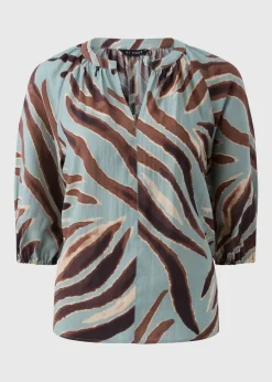 Tops>Et Vous Sage Zebra Popover Blouse