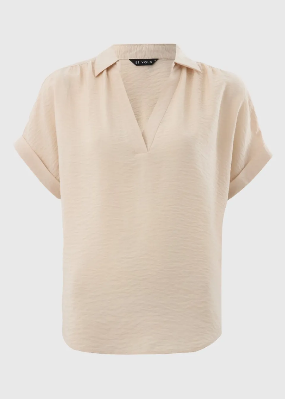 Tops>Et Vous Stone Airflow Collared V-Neck Blouse