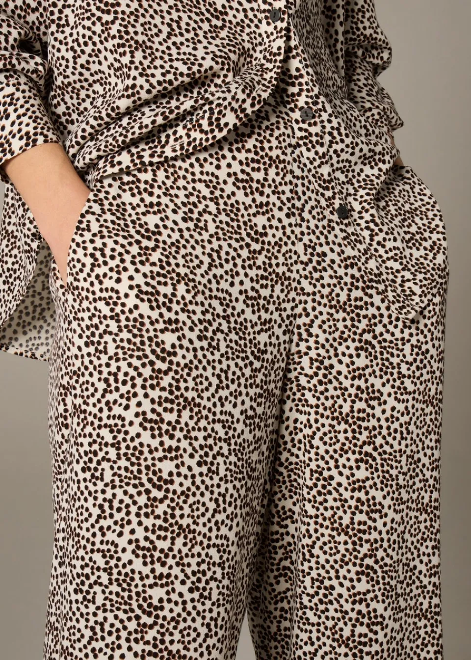Trousers>Et Vous Stone Animal Spot Wide Leg Co Ord Trousers