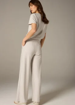 Trousers>Et Vous Stone Pinstripe Wide Leg Trousers