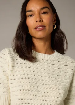 Tops>Et Vous Stone Pointelle Short Sleeve Jumper