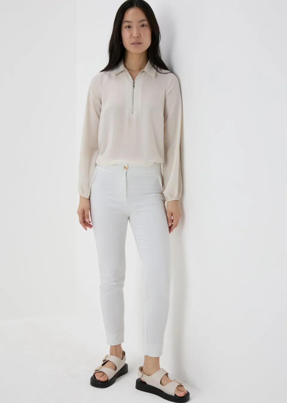 Trousers>Et Vous Capri Trousers White